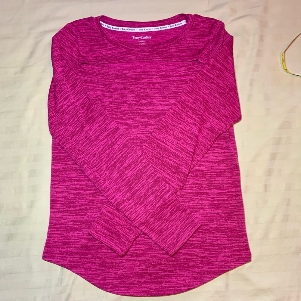 👀 Juicy Couture Fuscia Pink Top With Thumbholes, Pre-Owned, XL/16-18 🦋 - Picture 5 of 11